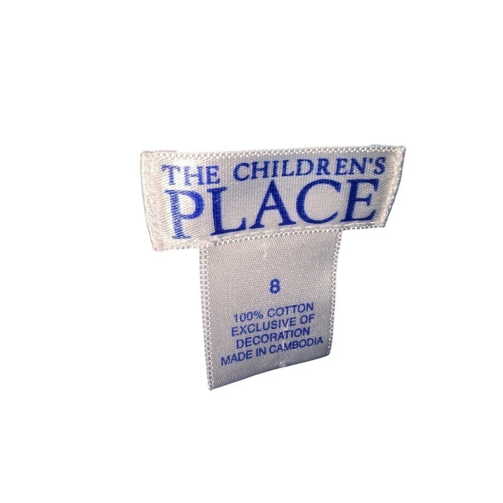 The Childrens Place Girls Blue White Floral‎ Gingham Lace Trim Dress Size 8 - Picture 4 of 5